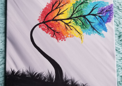 Rainbow Tree acrylic painting