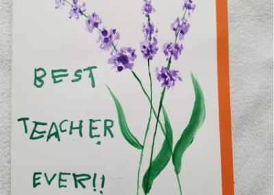 Teacher card with lavender flower