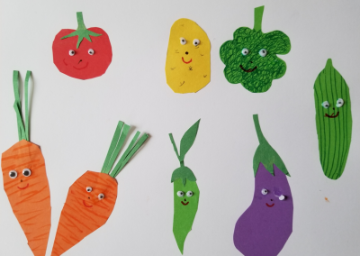 Paper Vegetables with Hands Faces