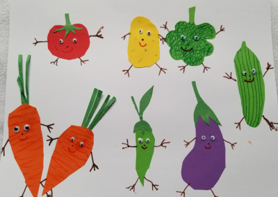 Paper Vegetables with Hands Legs and Face